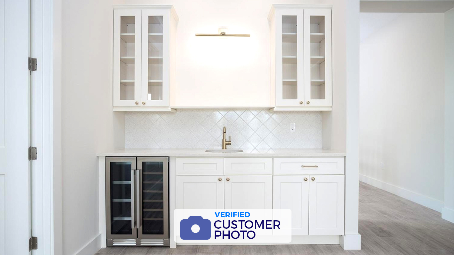 Picture of Antique White Shaker Assembled Cabinets | Shop online at Wholesale Cabinets