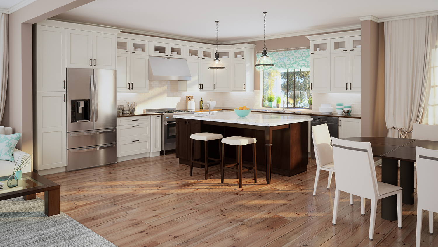 Image showcasing Antique White Shaker Cabinets | Shop online at Wholesale Cabinets