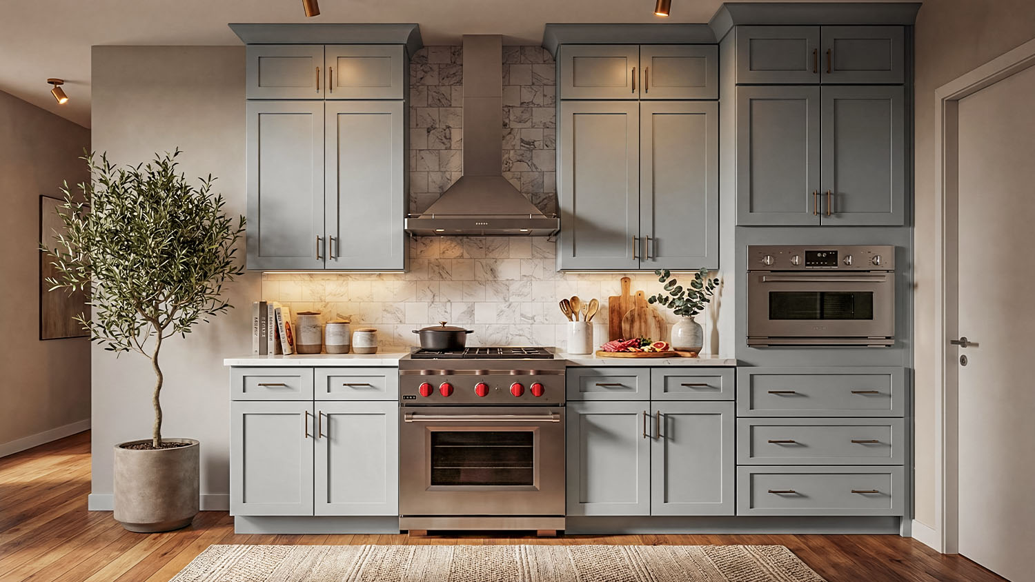 Bayview Grey Shaker Assembled Cabinets | Shop online at Wholesale