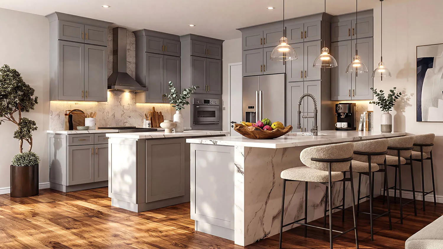 Bayview Grey Shaker Assembled Cabinets | Shop online at Wholesale