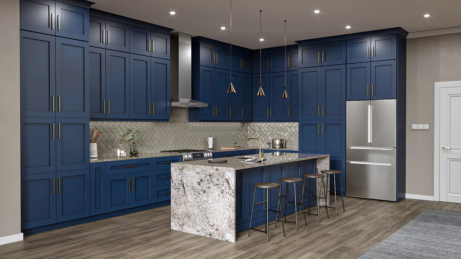 Deep Blue Shaker RTA Kitchen Cabinets...
