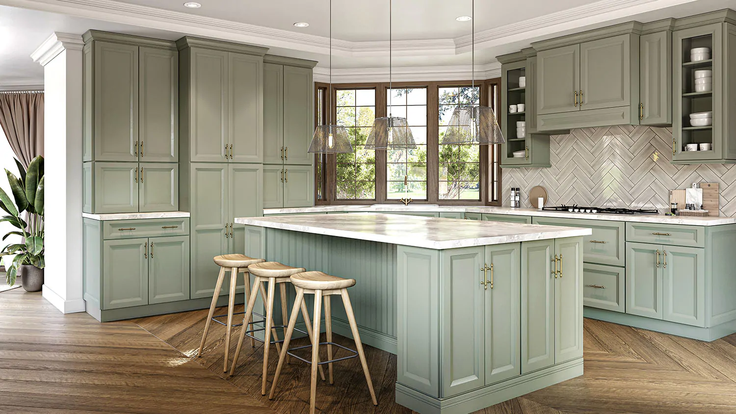 Majestic Sage Green RTA Kitchen Cabin...