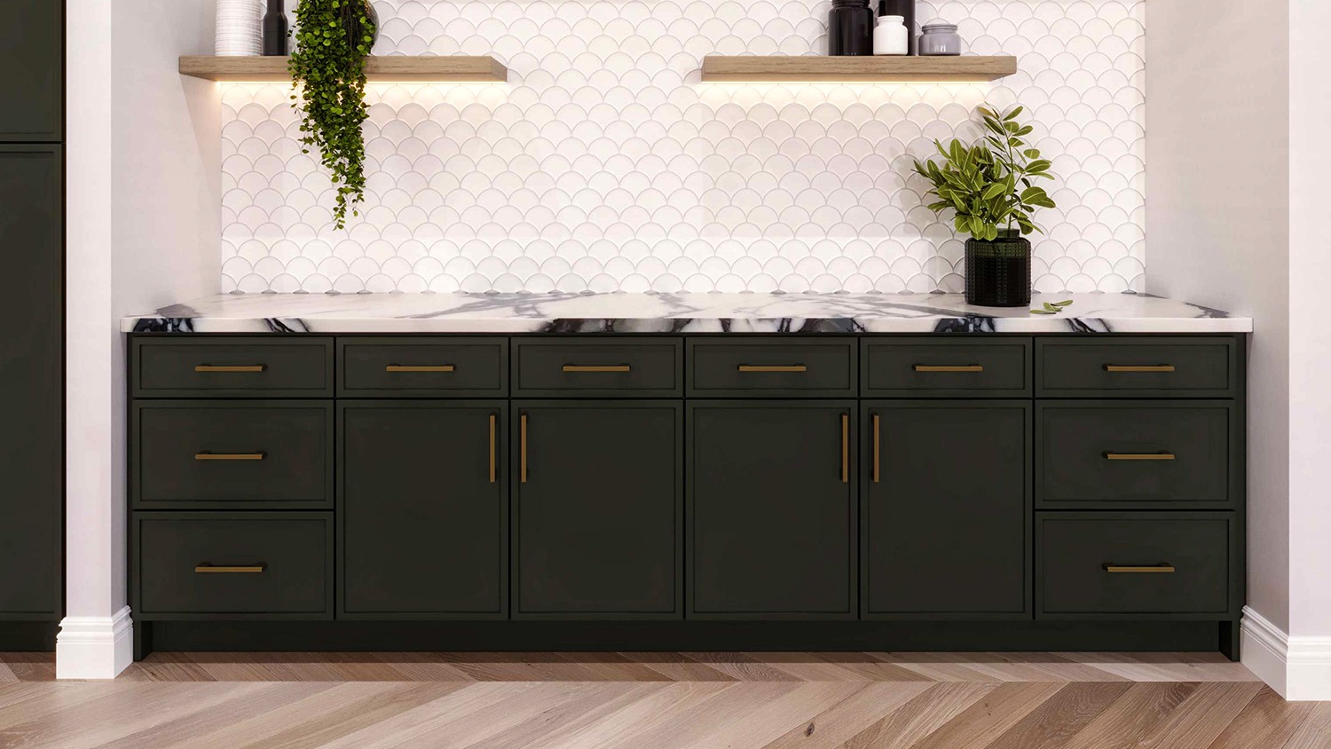 Slim Dark Green Cabinets | Shop online at Wholesale Cabinets