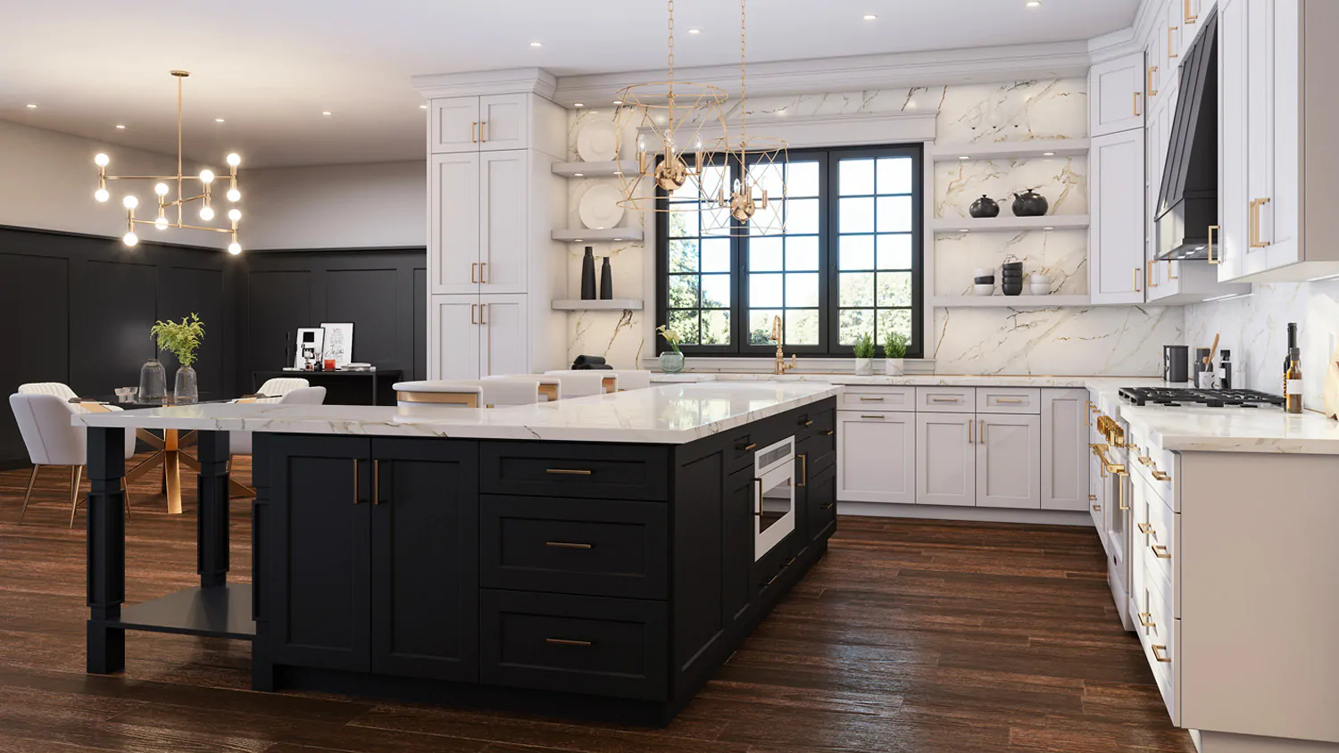 True Black Shaker Assembled Kitchen C...