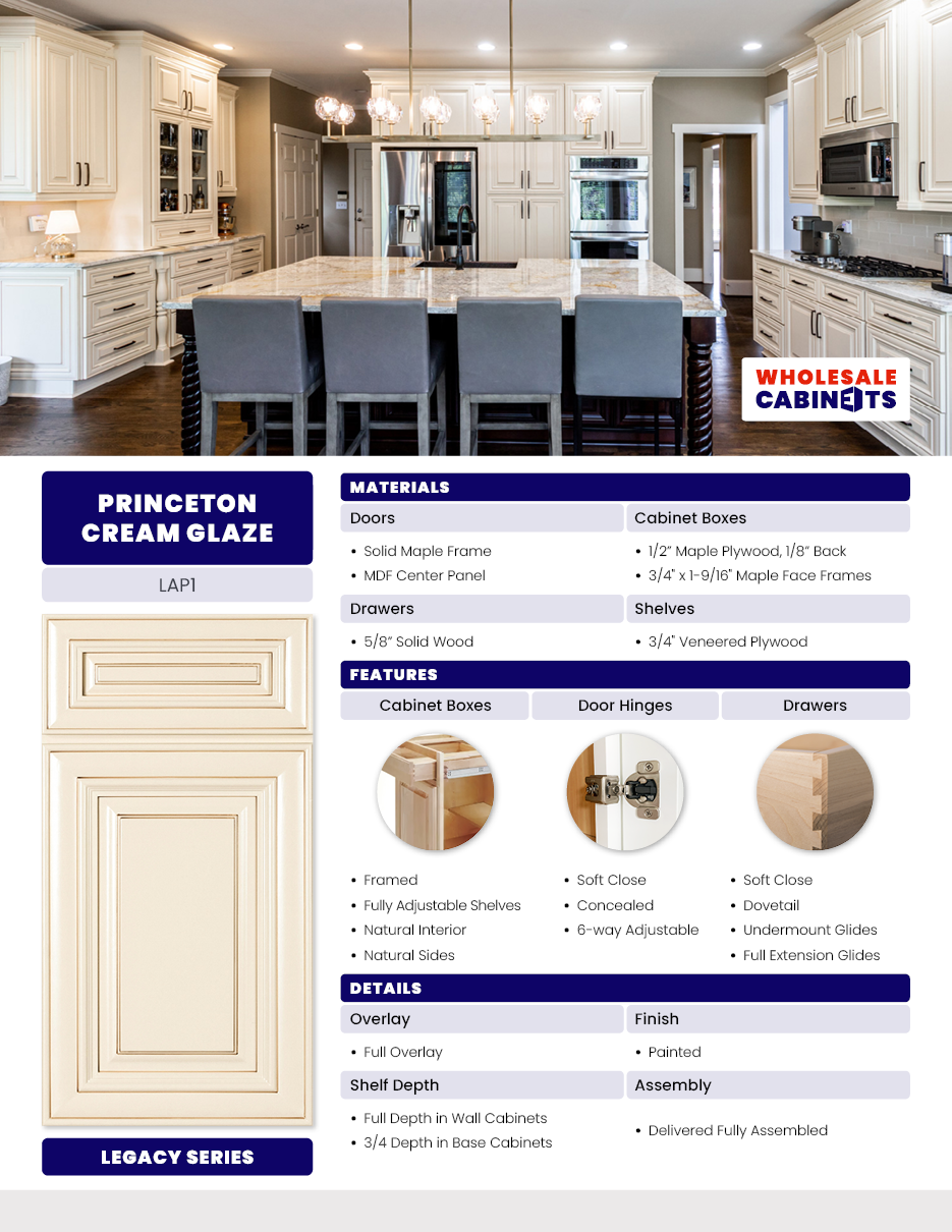 Princeton Cream Glaze Cabinets | Shop online at Wholesale Cabinets