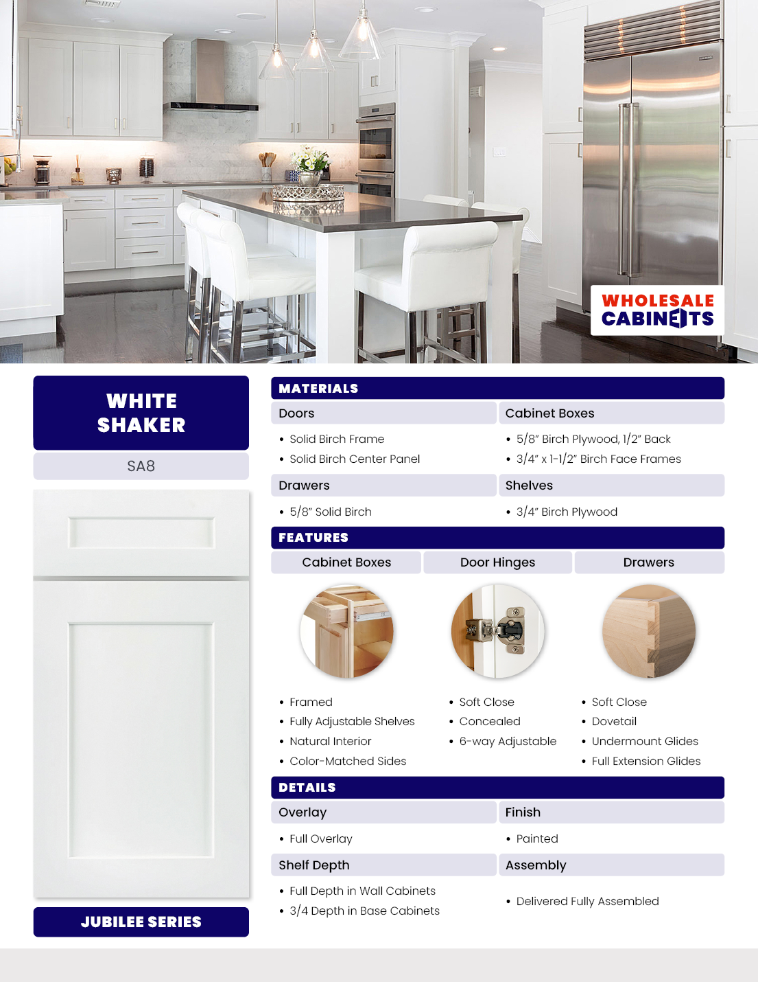 White Shaker Assembled Cabinets | Shop online at Wholesale Cabinets